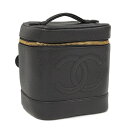CHANEL キャビアスキン バニティバッグ ブラック A01998【中古】