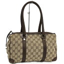 GUCCI ボストンバッグ ミニ GGキャンバス レザー ベージュ ブラウン【中古】
