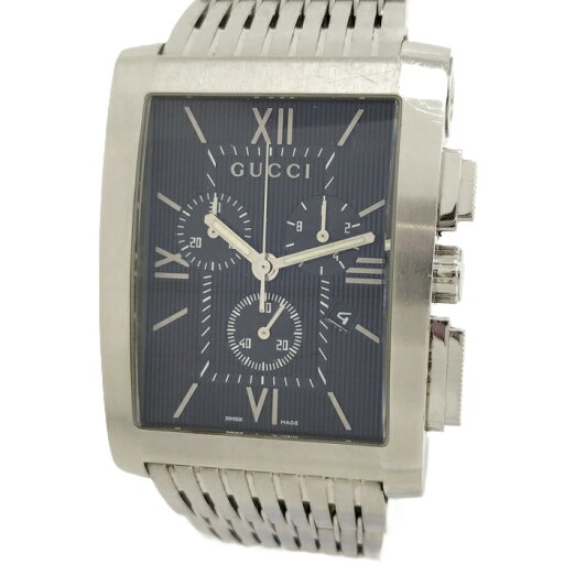 GUCCI Gメトロ クロノグラフ メンズ 腕時計 クオーツ SS ブラック文字盤 8600M【中古】 GUCCI Gメトロ クロノグラフ メンズ 腕時計 クオーツ SS ブラック文字盤 8600M【中古】