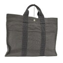 HERMES エールライントートMM トートバッグ キャンバス グレー【中古】(4)