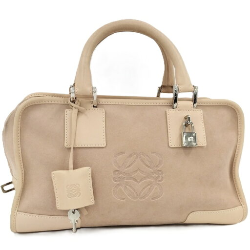 LOEWE アマソナ28 ハンドバッグ レザー スエード ピンク【中古】 LOEWE アマソナ28 ハンドバッグ レザー スエード ピンク【中古】