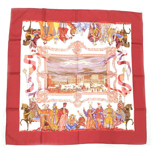HERMES カレ90 ムッシュ ド Tのためのトルコ行進曲 レッド系【中古】 HERMES カレ90 ムッシュ ド Tのためのトルコ行進曲 レッド系【中古】