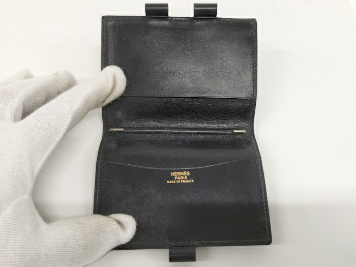 HERMES 手帳カバー レザー ブラック 〇H刻印【中古】