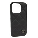 CHANEL iPhone15PRO スマホケース ココマーク レザー ブラック AP4121【中古】