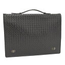 BOTTEGA VENETA ビジネスバッグ イントレチャート レザー ブラック【中古】