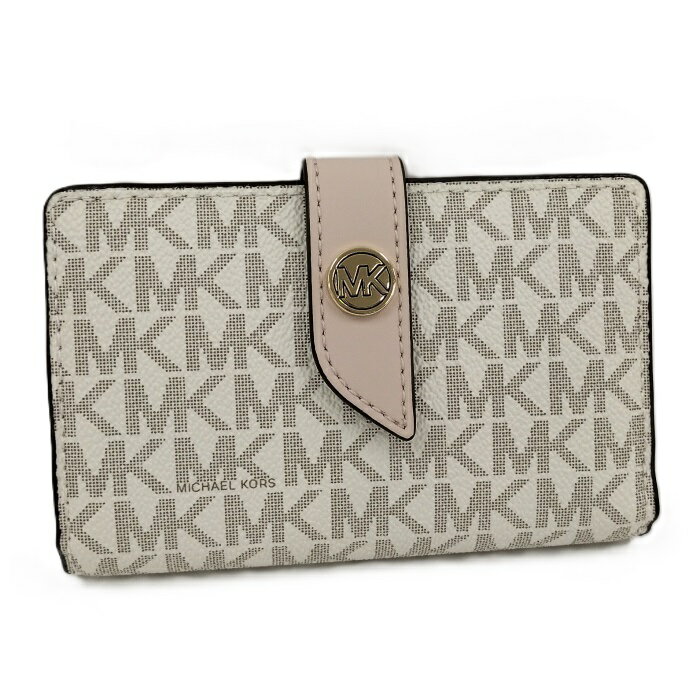 MICHAEL KORS 二つ折り財布 PVC レザー ホワイト ピンク【中古】
