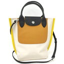 LONGCHAMP カバロンシャンXS ショッピングバッグ ベージュ ファブリック【中古】