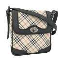 BURBERRY ショルダーバッグ ノバチェック キャンバス レザー ベージュ ブラック【中古】