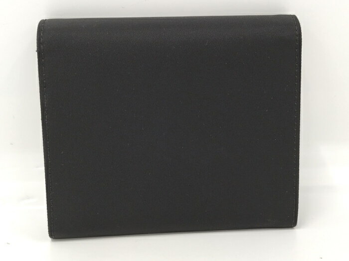 PRADA 三つ折り財布 ロゴプレート ナイロン ブラック 1M0176【中古】