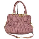 MIU MIU マテラッセ 2WAYハンドバッグ レザー ピンク系 RLN059【中古】