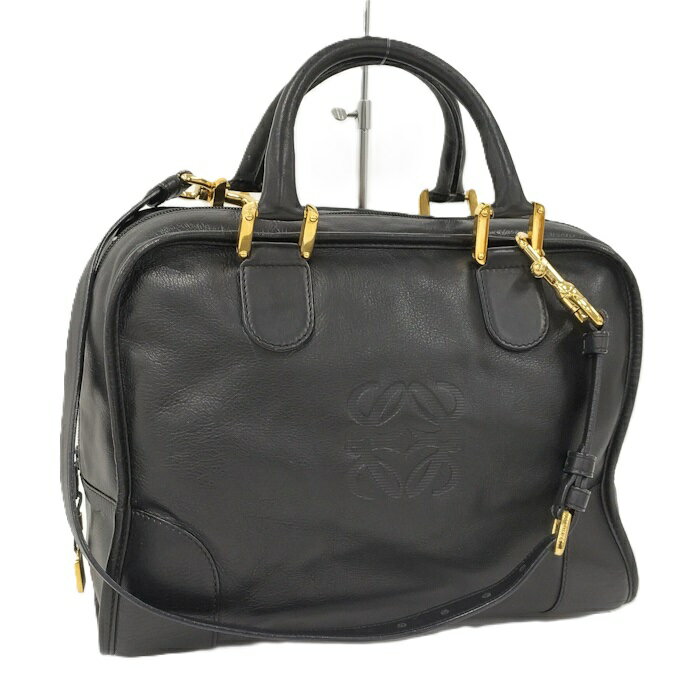 LOEWE アマソナ32 2WAY ハンドバッグ レザー ブラック【中古】