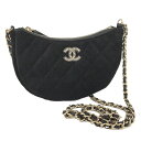 CHANEL チェーンショルダーバッグ マトラッセ ココマーク ベロア ブラック【中古】