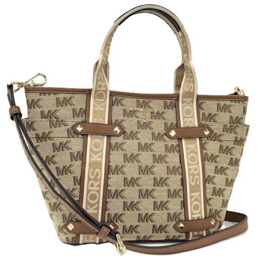 MICHEL KORS 2WAYバッグ メイヴ キャンバス レザー ベージュ ブラウン 30S3G5VT1J【中古】 MICHEL KORS 2WAYバッグ メイヴ キャンバス レザー ベージュ ブラウン 30S3G5VT1J【中古】
