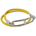 HERMES バングル ロウリス レザー イエロー【中古】