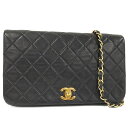 CHANEL ショルダーバッグ マトラッセ23 シングルチェーン シングルフラップ フルフラップ ターンロック ブラック A03568【中古】