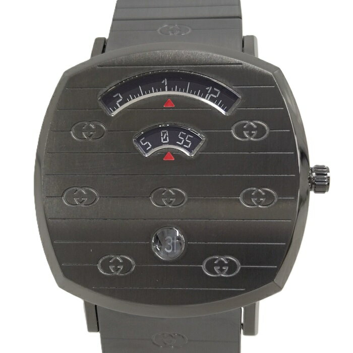 GUCCI グリップ クオーツ SS ブラック文字盤 YA157429【中古】