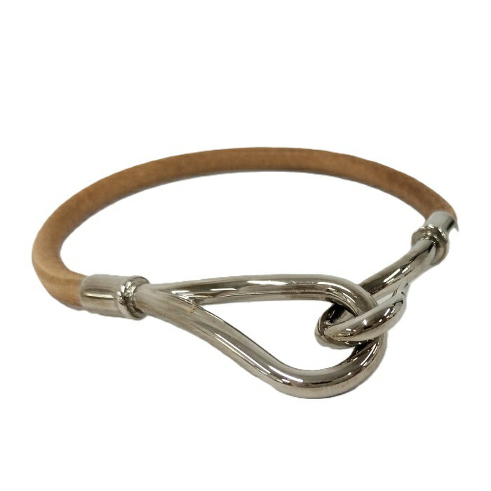 HERMES ブレスレット ジャンボブレス レザー メタル シルバー ブラウン【中古】