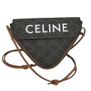 CELINE トライアングル ショルダーバッグ トリオンフ マカダム柄 PVC レザー ブラウン【中古】