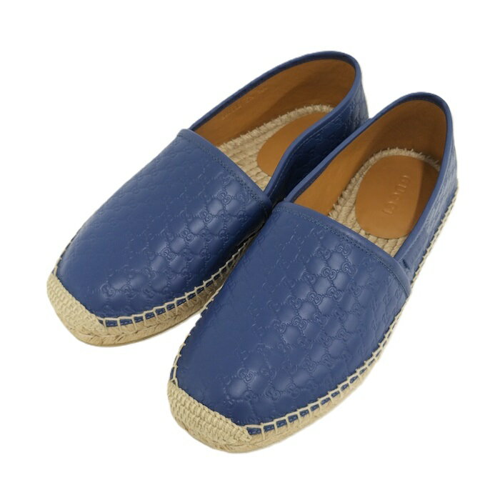 GUCCI スリッポン エスパドリーユ レザー ブルー 表記サイズ5 1/2 567112【中古】