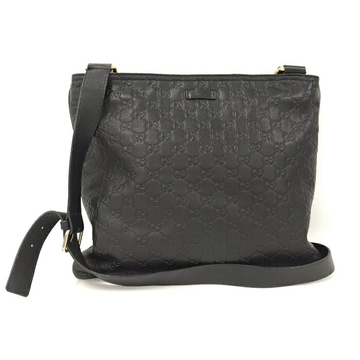 GUCCI ショルダーバッグ グッチシマ レザー ブラック 201446【中古】
