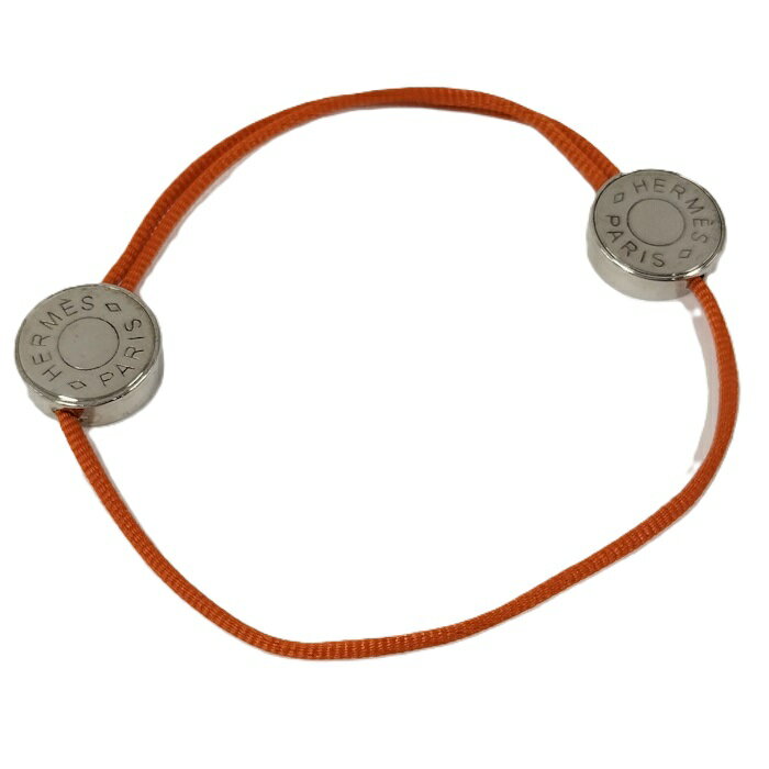 HERMES セリエ コード ブレスレット オレンジ シルバー メッキ【中古】