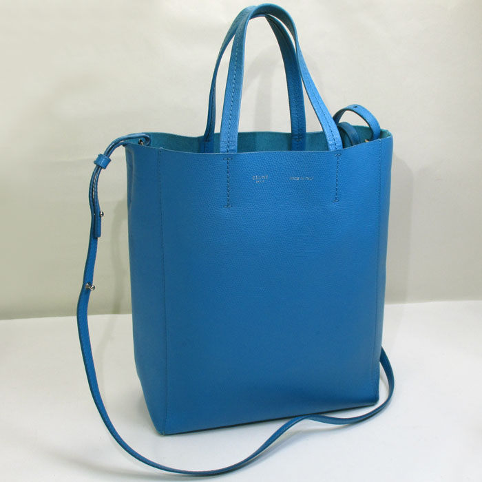 【中古】CELINE バーティカル カバ スモール 2WAY ショルダーバッグ トートバッグ レザー ブルー 189813のサムネイル