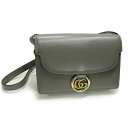 GUCCI GGマーモントショルダーバッグ レザー グレー ゴールド金具 589474