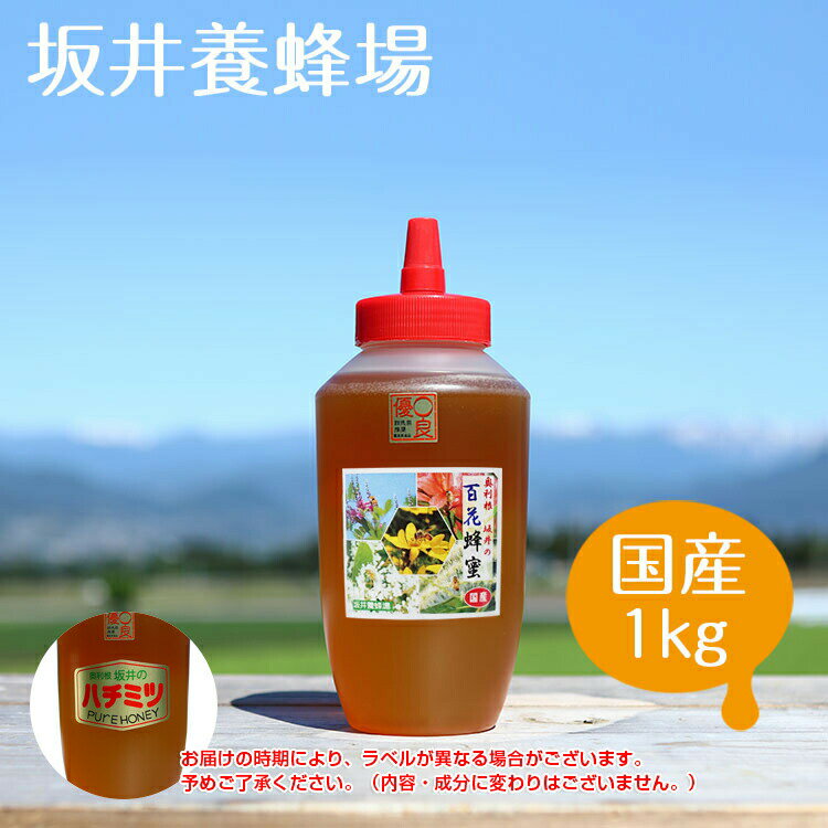 Rakuten - 【はちみつ 国産 百花 1kg】百花蜂蜜1kg 無添加 純粋【H1000/坂井養蜂場】百花蜜 大容量 ハチミツ ハニー スイーツ 抗菌作用 蜂 坂井養蜂場 甘味 花 ビタミン ミネラル パンケーキ