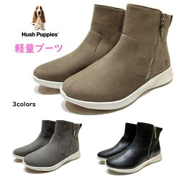 ハッシュパピー ブーツ（レディース） ハッシュパピー HushPuppies レディース 靴 ブーツ ショートブーツ MODERN WORK ZIP BOOT 外側ファスナー付 軽量 母の日 幅 3E