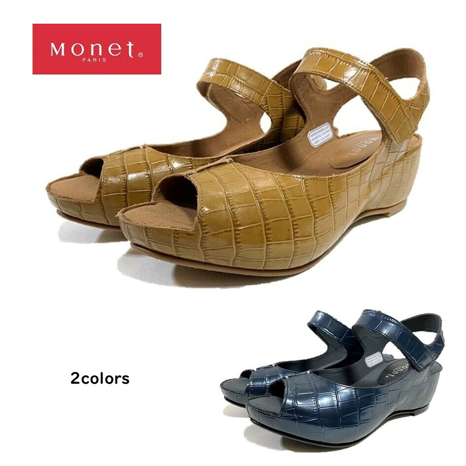 乐天商城 - 【お買い得セール】 モネ Monet レディース 靴 サンダル 甲ベルト付 79071 軽量 厚底 インヒール 幅 3E マジックベルト 足長効果