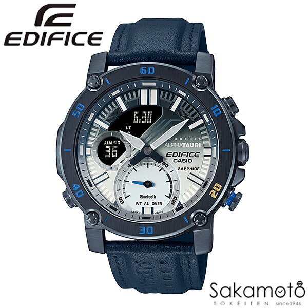 国内正規品 カシオ【EDIFICE(エディフィス)】 【Scuderia AlphaTauri Limited Edition】F1チーム「スクーデリア・アルファタウリ」コラボ　限定モデル　ネイビー　クロノグラフ　電池式クォーツ　メンズ 男性用 腕時計【ECB-20AT-2AJR】