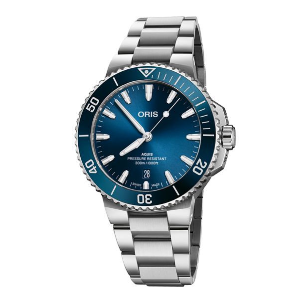 国内正規品　ORIS オリス　Aquis　アクイスデイト　自動巻き　41.5ミリケース　ブルー文字盤　30気圧防水　ステンレス　メタルバンド　【01 733 7787 4135-07 8 22 04PEB】