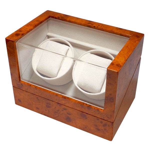 ワインディングマシーン　腕時計2本用　 2モーター　マブチモーターを使用したワインダー 　ブラウン　木目調　MDF材　ウォッチワインダー　WW00125 041 2-2