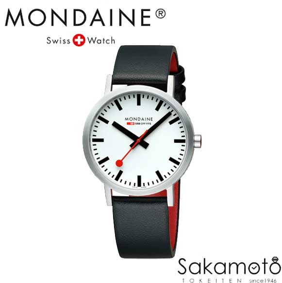 モンディーン 国内正規品【MONDAINE(モンディーン)】【Classic(クラシック)シリーズ】クラシック　40ミリケース　クォーツ　腕時計 シンプル ブラック グレープビーガンレザー【文字刻印可能】【A660.30360.16SBBV】AL