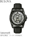 国内正規品【BULOVA】【クラシック 】ブローバ 腕時計 メンズ スケルトン仕様 自動巻き 43ミリ 10気圧防水 ブラックPVDケース ブラック革ストラップ【98A304】