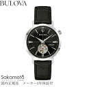 国内正規品【BULOVA】ブローバ 腕時計 メンズ 【クラシック エアロジェット】自動巻き 38ミリ オープンハート ブラック革ストラップ 【96A317 Classic】AE