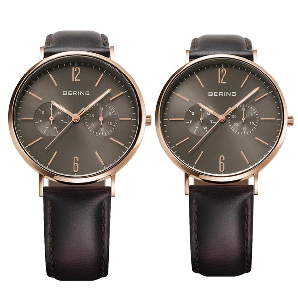 BERING ベーリング　日本限定　Changes　チェンジズ　腕時計　電池式クオーツ　グレー文字盤　メッシュベルト付　北欧デザイン　ペアウォッチ　2本での価格　【14240-369＆14236-369】