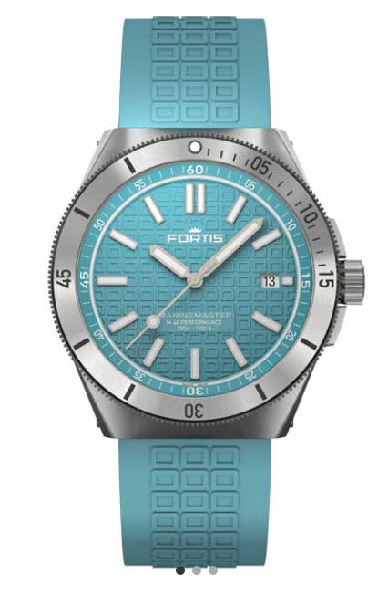 国内正規品フォルティスFORTIS　マリンマスターM-40 セレニティ・ブルー　30気圧防水　自動巻き　リサイクルステンレス　40ミリ　ラバーストラップ【Ref.F8120003 】