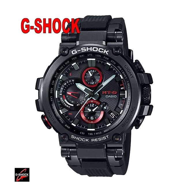 ☆正規品　カシオ【MT-G】G-SHOCK 腕時計 新たな耐衝撃構造　ケースのミドルサイズ化　メタルコンポジットベルト　Bluetooth搭載　メンズ　男性用　ジーショック　クロノグラフ　電波ソーラー　ブラック【MTG-B1000B-1AJF】