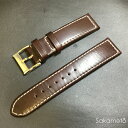 【訳あり】純正部品 バネ棒付 HAMILTON ハミルトン Khaki Navy Pioneer カーキ ネイビー パイオニア 40ミリケース用 ダークブラウン カーフ ホワイトステッチ 革バンド 20ミリ H784550/H784650対応 H600.784.101