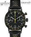 国内正規品ハミルトン【HAMILTON】イントラマティック クロノ「INTRA‐MATIC」40ミリ ブラックxイエロー 革ストラップ 自動巻き【H38446731】
