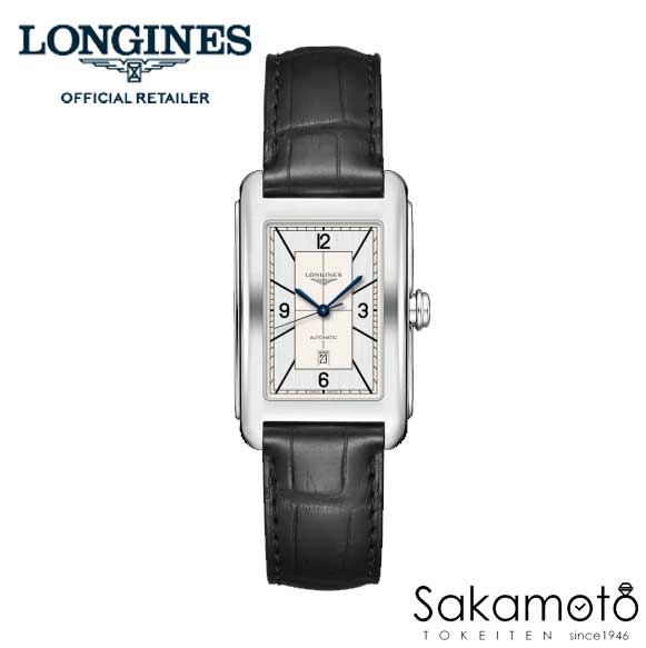 ロンジン 正規品ロンジンlongines「ドルチェヴィータ」【DolceVita】スクエアケース　27.7x43.8ミリ【メンズ】【男性用】自動巻き　腕時計　ブラック革ベルト【L5.757.4.73.0】【L57574730】