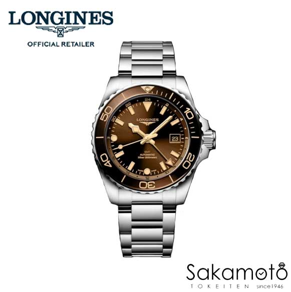 ロンジン 【新作】国内正規品ロンジンlongines 　ハイドロコンクエスト　HYDROCONQUEST GMT 　セラミックベゼル ダイバー　自動巻　GMT機能搭載　30気圧防水　41ミリケース　ブラウン文字盤　メンズ【男性用】【L3.790.4.66.6】