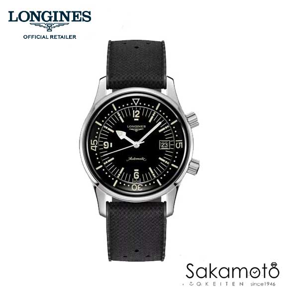 ロンジン 腕時計（メンズ） 正規品Longines　ロンジン　ヘリテージ【レジェンドダイバー】自動巻き　42ミリケース　ミリタリーウォッチ【ラバーストラップ】【300防水】【L37744509】【L3.774.4.50.9】