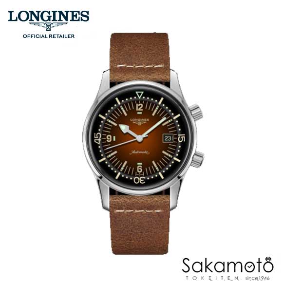 国内正規品ロンジンlongines　スイス製　レジェンドダイバー(Legend Diver）ブラウン　自動巻 デイト付き　42ミリケース　メンズ【L3.774.4.60.2】【L37744602】【土日祝日発送可能】