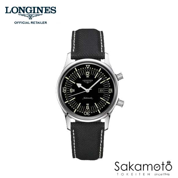 国内正規品ロンジンlongines【レジェンドダイバー】(Legend Diver）自動巻 デイト付きモデル　ブラック文字盤【ボーイズサイズ】36ミリ【L3.374.4.50.0】【L33744500】