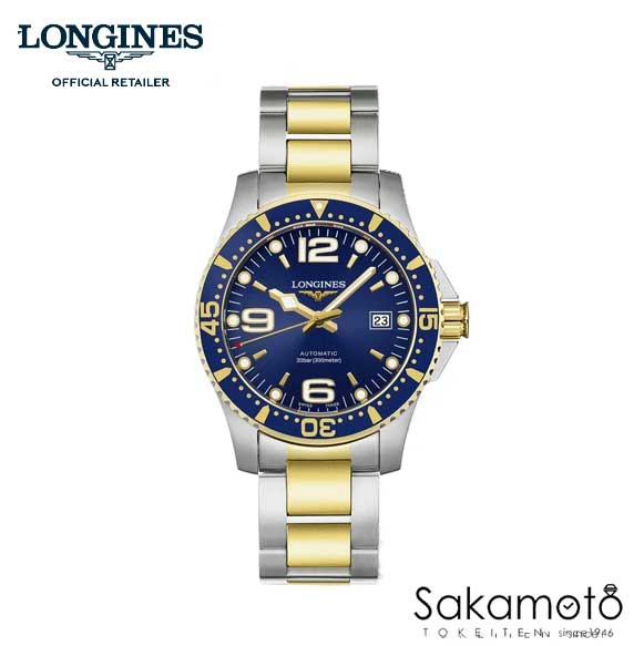 国内正規品ロンジンlongines ハイドロコンクェスト アルミニウムベゼルHydroConquest Alminium bezel　自動巻　ブルー文字盤　コンビブレス　41ミリケース　メンズ　