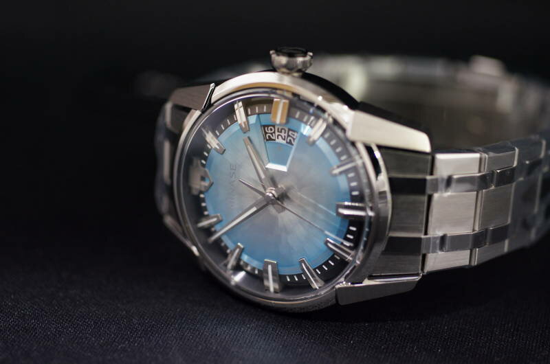 【60回まで無金利対象】正規品MINASE【ミナセ】日本製ウォッチ【DIVIDO】【ディヴァイド】　自動巻き【ステンレスメタルバンド】40.6ミリケース【メンズサイズ】アイスブルー文字盤日本の伝統工芸「雪平模様」【VM14-M01GIB-SSB】