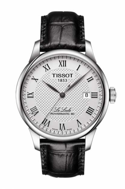 国内正規品TISSOT　ティソ「ル・ロックル」　自動巻きデイト　ホワイト文字盤ローマ数字　ブラック革ストラップバックル付き　パワーマチック80搭載T006.407.16.033.00