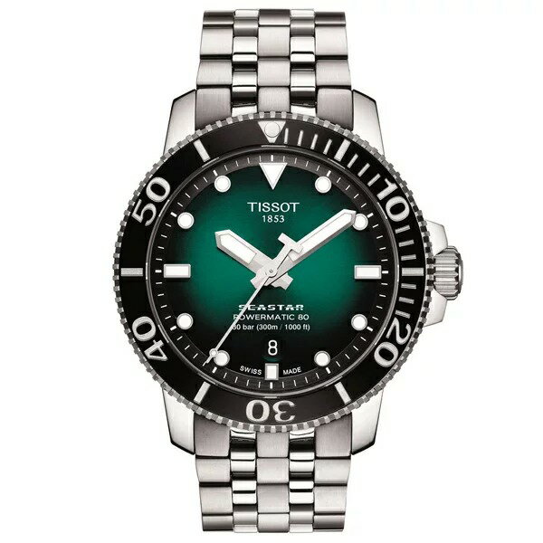 国内正規品TISSOT【ティソ】シースター1000「SEA STAR1000」300m防水 グリーングラデーション文字盤 ステンレスバンド 自動巻き【T120.407.11.091.01】【T1204071109101】